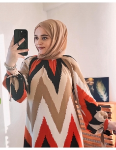 Gökkuşağı Elbise Kahve 2