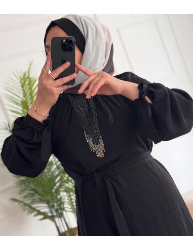 Siyah İpek Aerobin Elbise